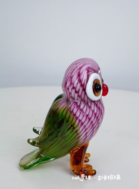 人间遗珠猫头鹰琉璃摆件