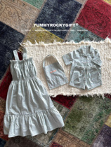 yummyrocky child clothing light thin hanging band skirt short sleeve shorts suit