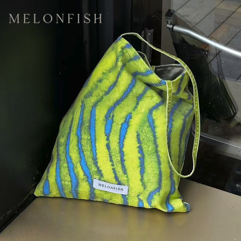 MELONFISH『海盐抹茶』2025秋冬亮色单肩原创女托特包印花帆布包,淘宝优惠券,粉丝福利购,淘宝优惠卷