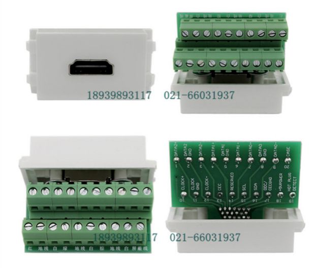 120型HDMI插座模块面板配件免焊L弯头直通高清hdmi带延长线4K地插