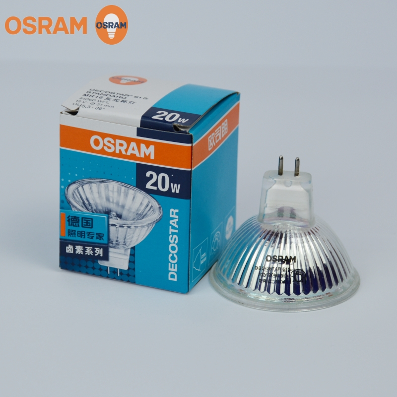 OSRAM欧司朗卤钨灯杯12V射灯泡MR16带罩36度20W35W50W GU5.3插脚 - 图0