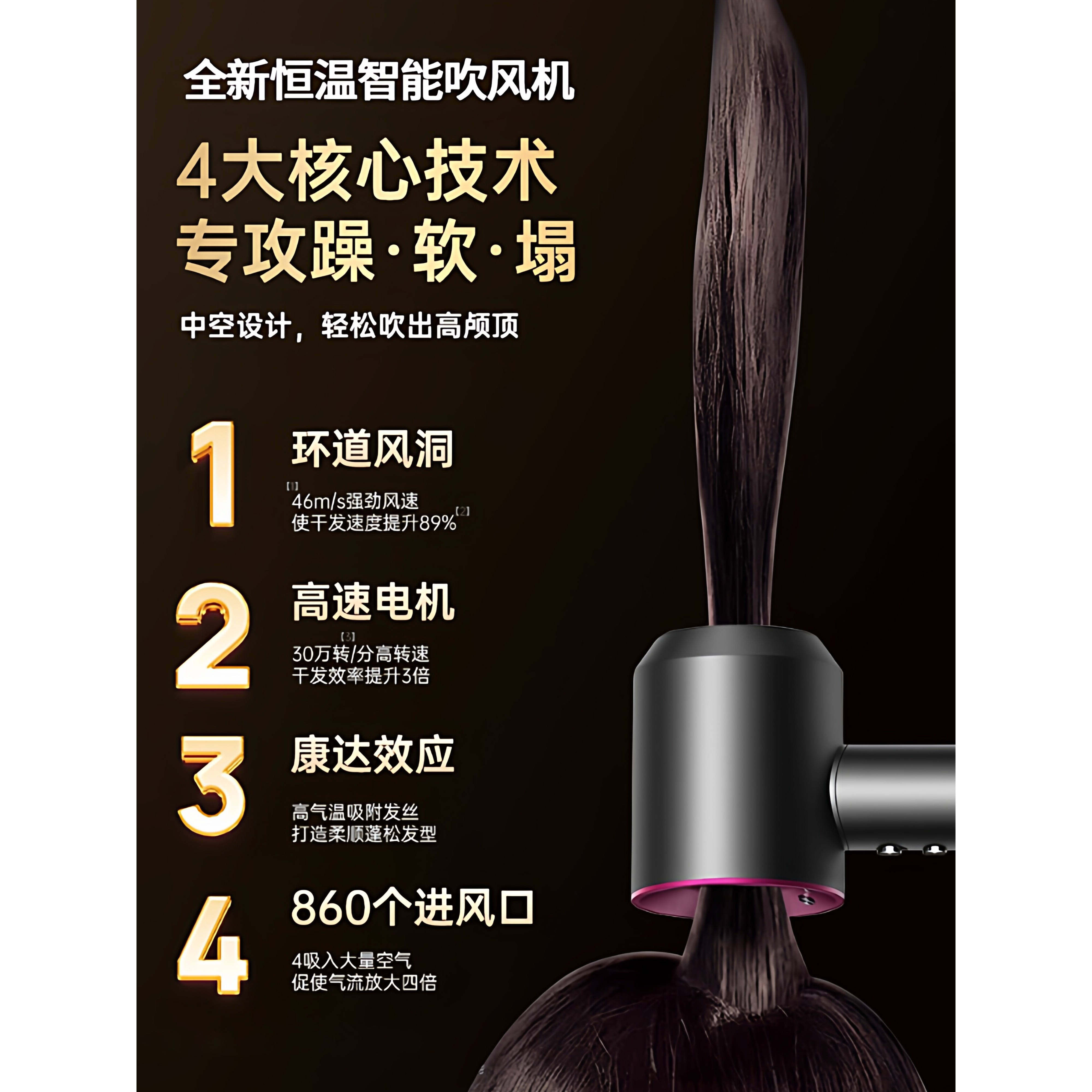 2025新款吹风机宿舍专用小功率800w负离子护发大功率大风力静速干