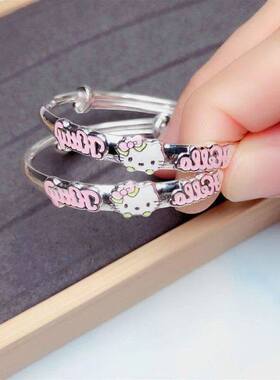 纯银手镯女公主蝴蝶结儿