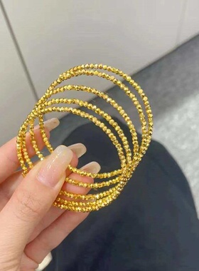 金包纯银三圈五圈蹦迪珠纯银手镯