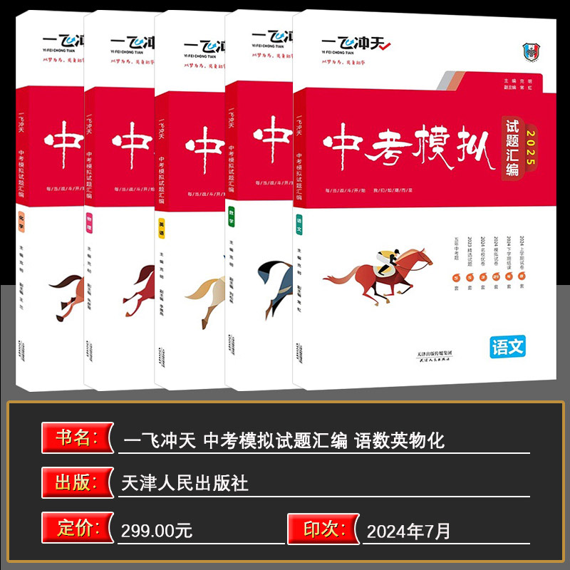 2026版一飞冲天中考模拟试题汇编初中语文数学英语物理化学全5本初三资料九年级试卷真题辅导天津中考真题5本