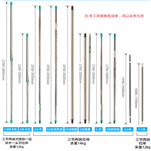 不锈钢晾衣杆阳台顶装室外神器晾衣架一根杆吊挂伸缩固定式晒衣杆 - 图3