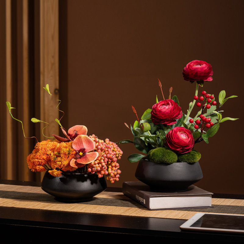 高端轻奢现代室内摆件装饰品酒店饭店圆桌转盘中间摆件花卉仿真花,淘宝优惠券,粉丝福利购,淘宝优惠卷