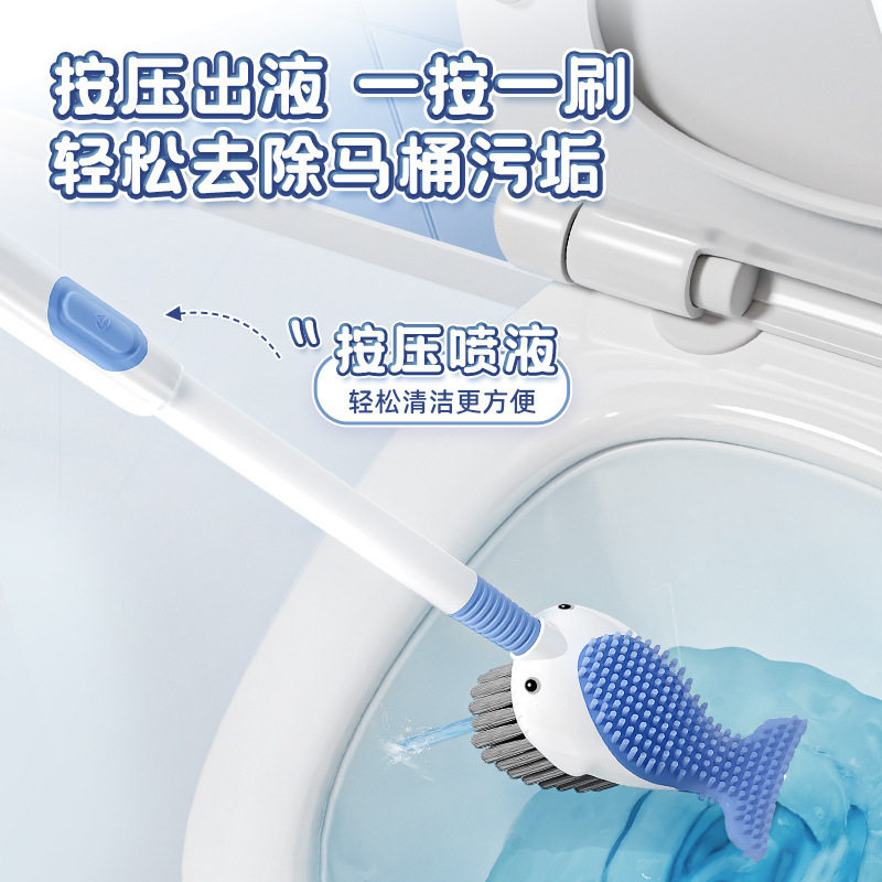 Suction cup wall-mounted press-discharge toilet brush with no dead ends