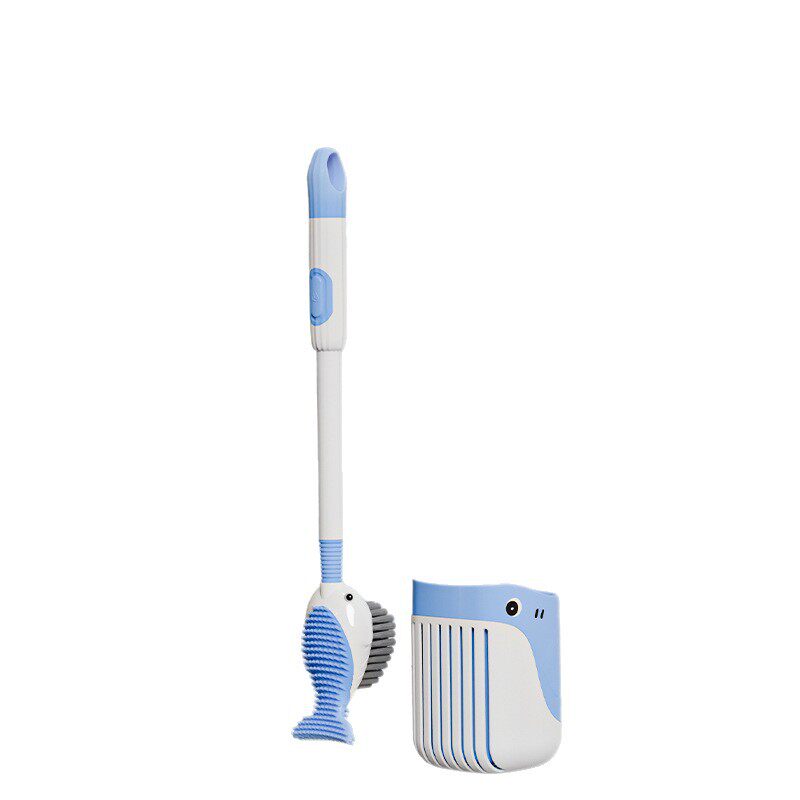 Suction cup wall-mounted press-discharge toilet brush with no dead ends
