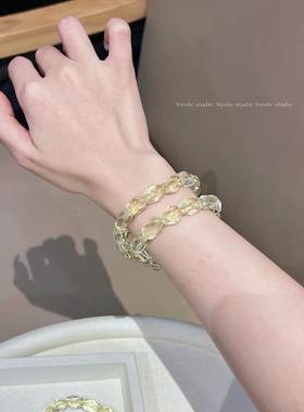 Nicole「八方来财」天然柠檬钻切黄水晶手链招财转运事业手串礼物