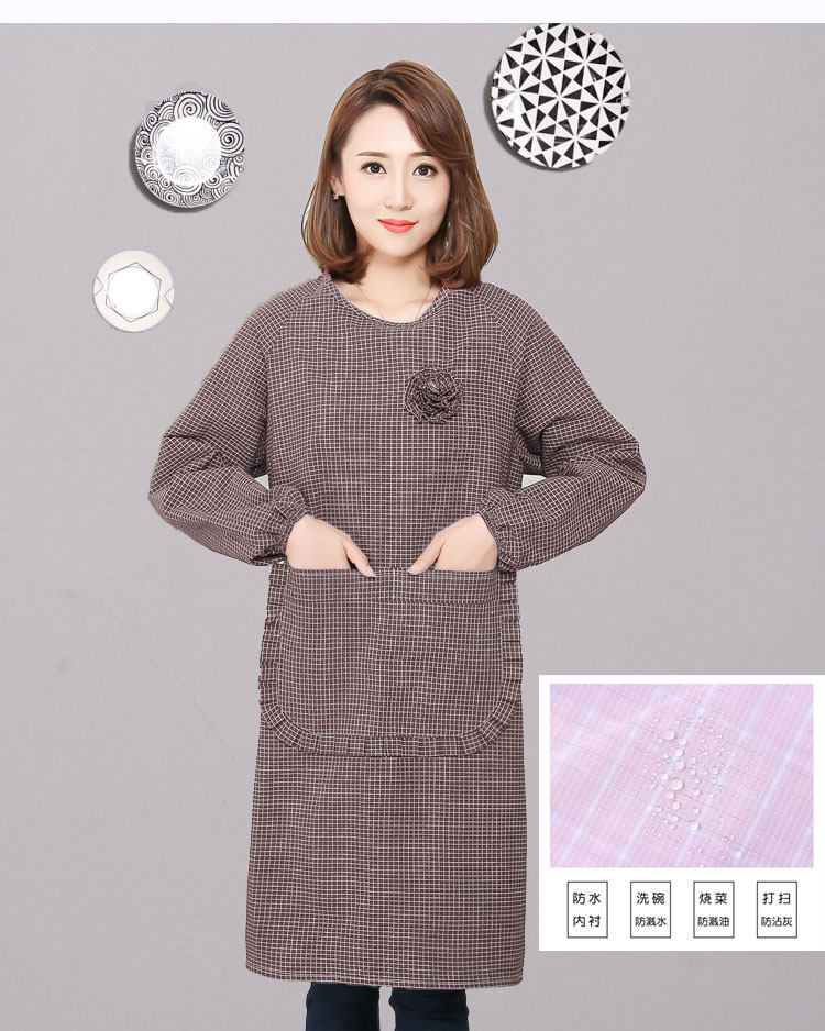 新款双层纯棉长袖围裙家务清洁防污反穿罩衣时尚女士围裙耐脏韩版,淘宝优惠券,粉丝福利购,淘宝优惠卷