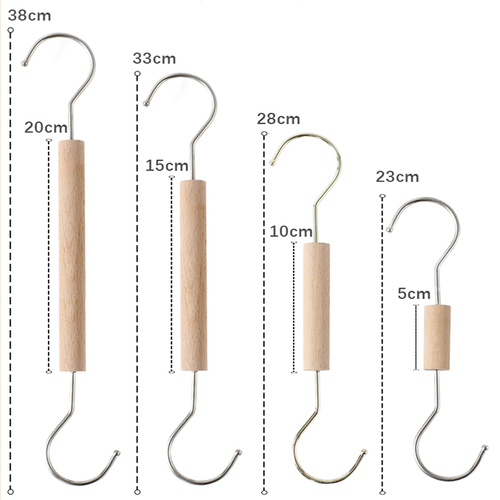 实木长钩S型钩子金属挂钩圆S勾服装店s钩s挂钩金色铁挂钩衣架钩