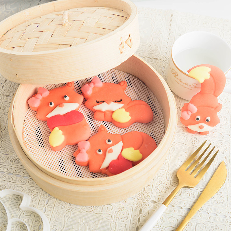送教程 卡通小狐狸馒头模具 宝宝辅食蒸模套装 家用烘焙diy工具