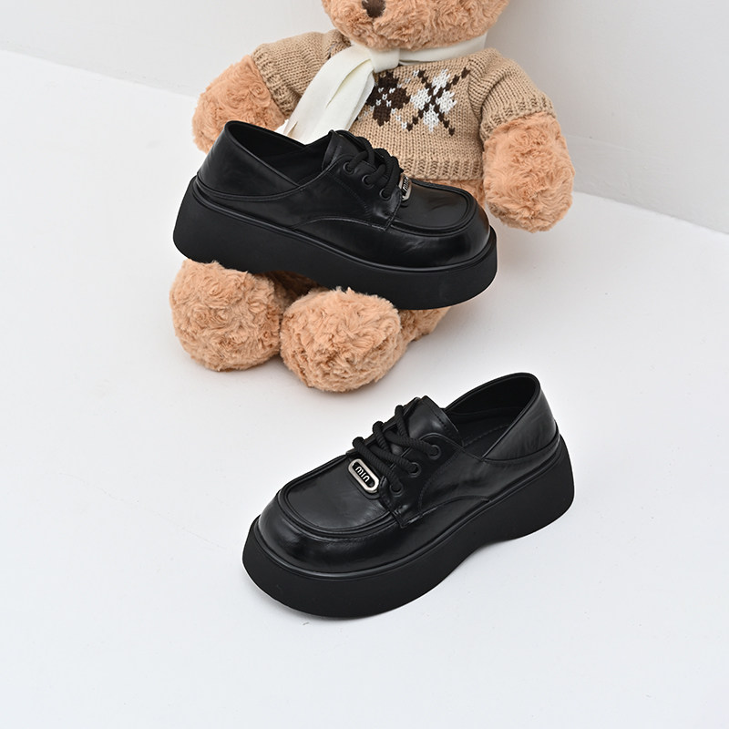 KDS经典鲨女鞋2025年春季新百搭黑色圆头平底系带舒适单鞋小皮鞋,淘宝优惠券,粉丝福利购,淘宝优惠卷