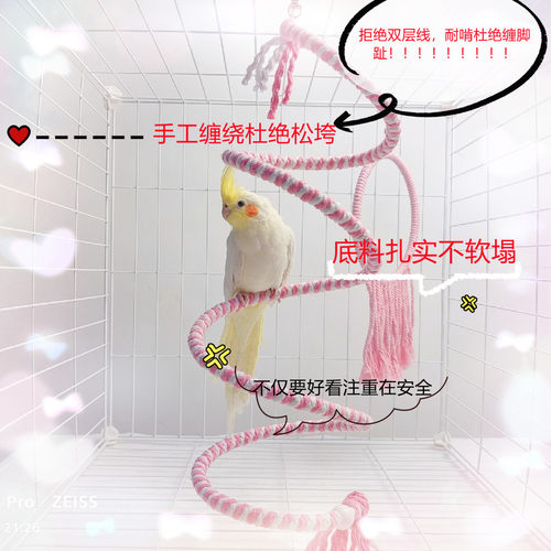 鹦鹉爬梯旋转百变秋千玄凤虎皮牡丹鹦鹉攀爬悬挂鸟笼装饰悬挂站杆 - 图0