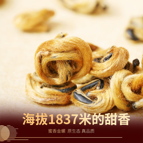 滇红茶宫明秘境1837蜜香金螺云南凤庆特级古树滇红茶叶250g礼盒装 - 图0