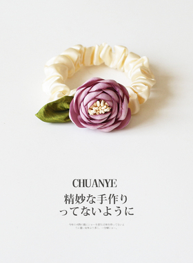 川野玫瑰花发圈头绳女
