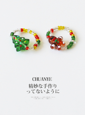 川野法式圣诞树姜饼人戒指