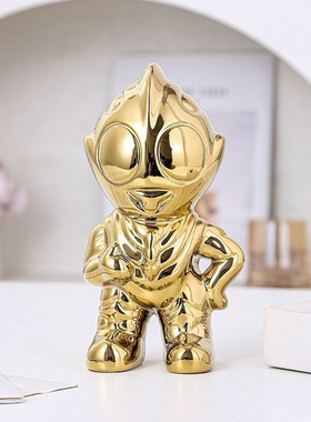爆款轻奢公仔摆件创意陶瓷奥特曼手办客厅展示柜酒柜房间家居装饰