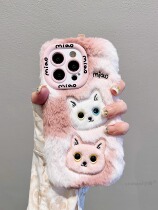 Apply Apple 14 15promax mobile phone shell autumn and winter cute cute cute kitty iPhone13 12 anti-fall