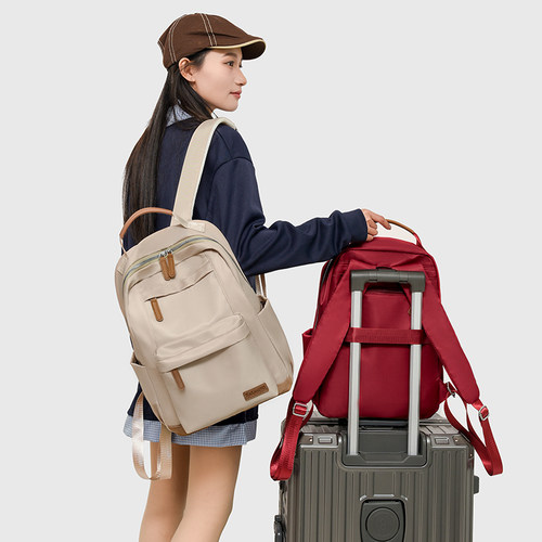 日系双肩包大容量背包女旅行包2025新款电脑包通勤轻便牛津布书包 - 图0