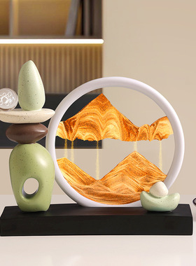 时来运转流沙画摆件欧式轻奢酒柜客厅办公室装饰品玄关3D立体沙漏