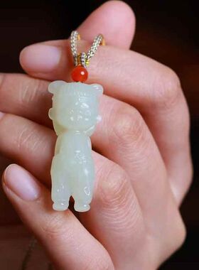 和田玉哪吒吊坠.天然和田玉哪吒挂件.新疆籽料哪吒项链坠