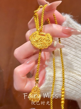 新中式手工花丝镂空福禄锁包项链