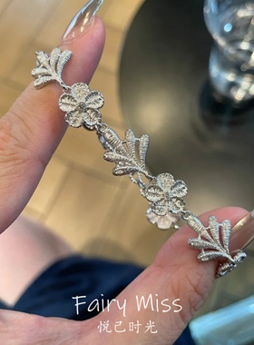 清冷感缎带蕾丝花朵树叶手链高级