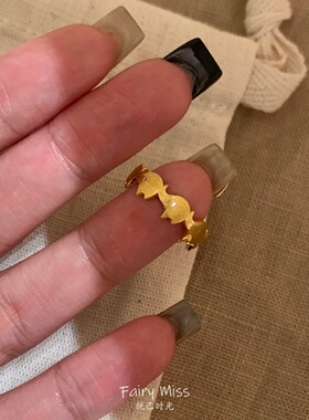 吉象如意小象金色拉丝简约素戒指