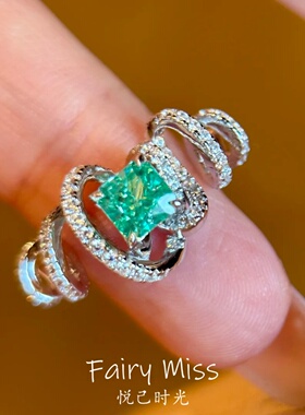 夏日爆闪巨好看绿电话线戒指显白