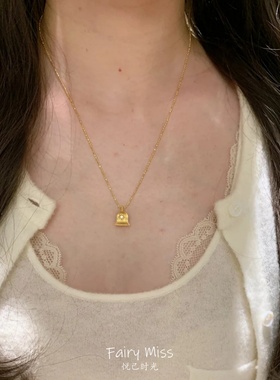 意大利匠人中古小众金色拉丝项链