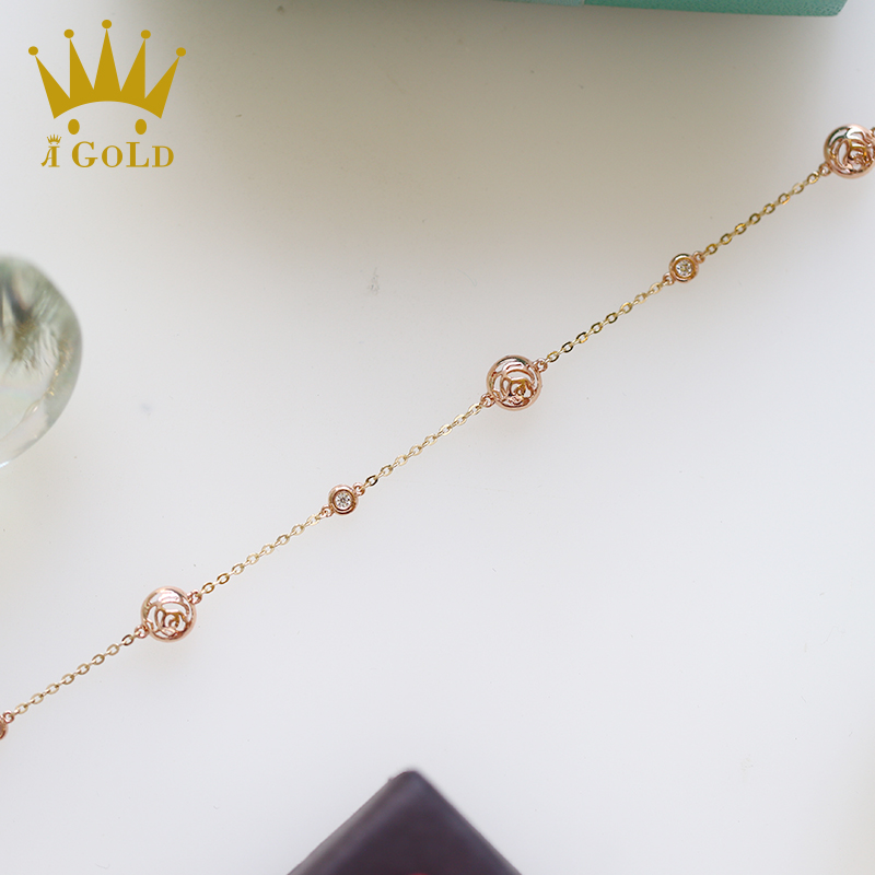 彩金饰品 简约时尚 娇艳玫瑰手链 奢金手链 18K 14K 9K iGOLD A 彩金饰品 简约时尚 娇艳玫瑰手链 奢金手链 18K 14K 9K iGOLD A