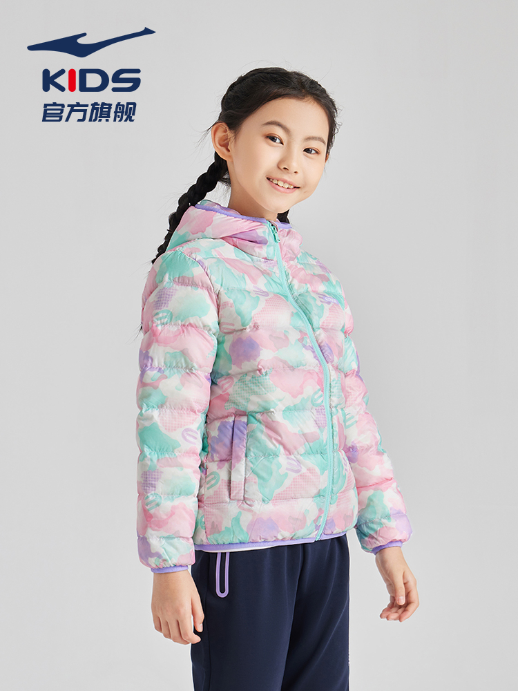 鴻星爾克童裝女童羽絨服兒童中大童冬季防風保暖連帽外套官方旗艦_鴻星爾克童裝旗艦店_童裝/嬰兒裝/親子裝