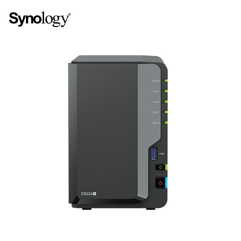 群晖（Synology）DS224+ 四核心 双盘位 NAS网络存储服务器 私有云家庭相册文件存储共享 - 图0