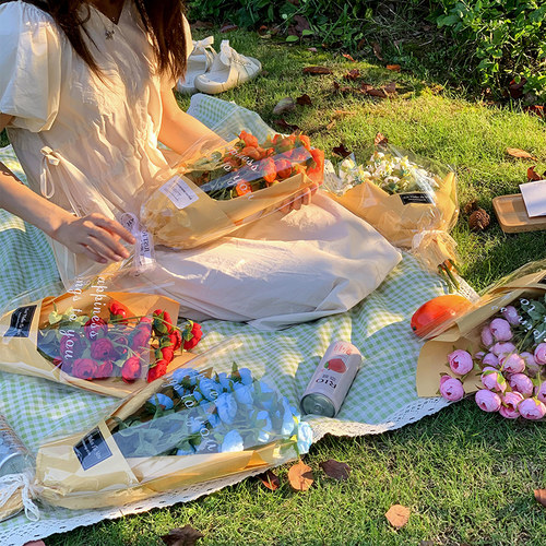 ins仿真玫瑰花干花假花手捧花花束包装野餐拍照摄影道具家居摆设 - 图0
