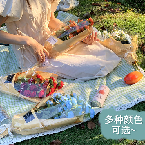 ins仿真玫瑰花干花假花手捧花花束包装野餐拍照摄影道具家居摆设 - 图2