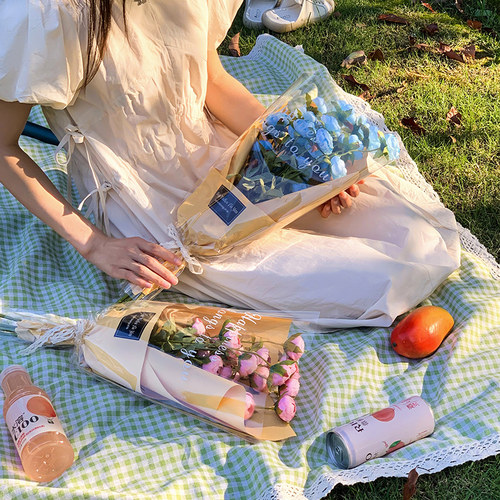ins仿真玫瑰花干花假花手捧花花束包装野餐拍照摄影道具家居摆设 - 图1