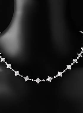 纯银S925闪耀项链四叶草满钻流星可调节毛衣链流星锁骨链气质礼物