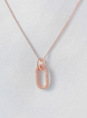 项链女环扣几何锁骨链玫瑰金锁扣环环相扣可调节毛衣链银