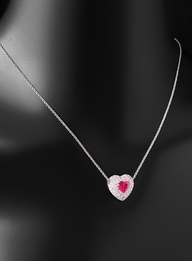 粉色爱心可调节项链女心形粉钻个性锁骨链劲链潮流毛衣链