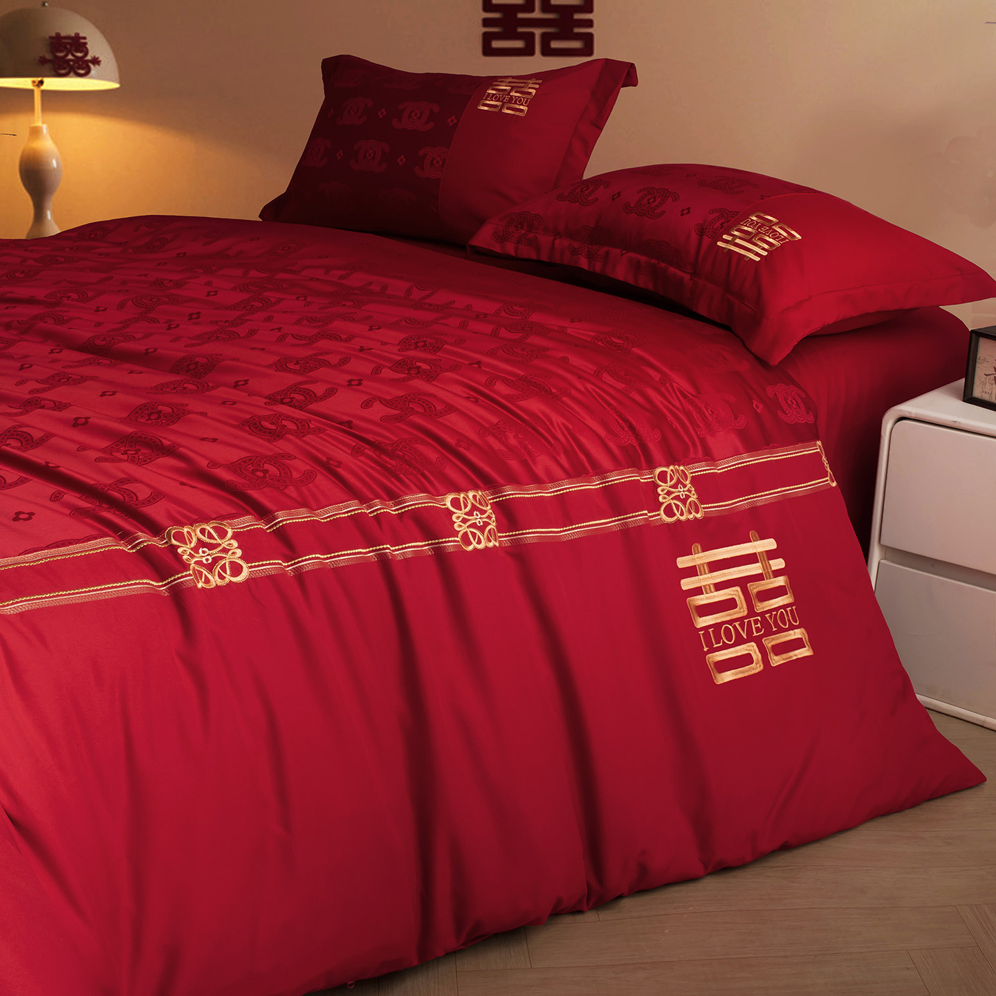 高级感中式刺绣结婚四件套婚庆红色被套床单婚房喜被陪嫁床上用品,淘宝优惠券,粉丝福利购,淘宝优惠卷