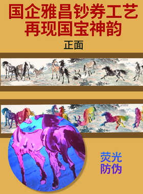 雅昌监制徐悲鸿春山十骏图钞艺钞券画鲜章款正品荧光防伪8888号码