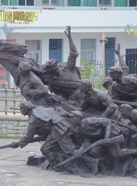 大型人物铸铜雕塑定制红军玻璃钢