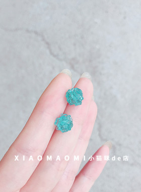 雾霾蓝天然碧玺花朵纯银消磁耳环