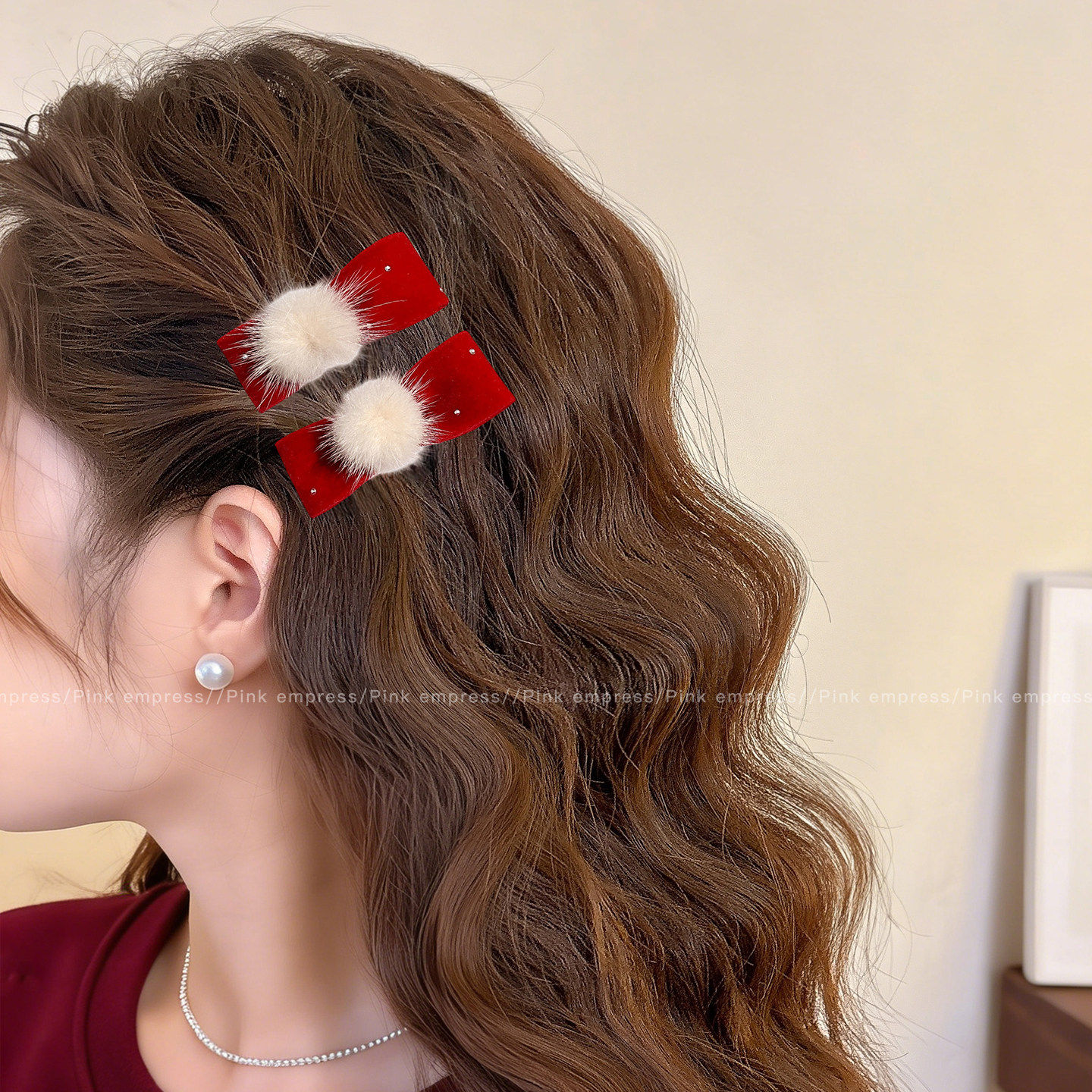 新年红色蝴蝶结发夹女2026新款刘海侧边夹前额碎发bb夹子过年发卡,淘宝优惠券,粉丝福利购,淘宝优惠卷