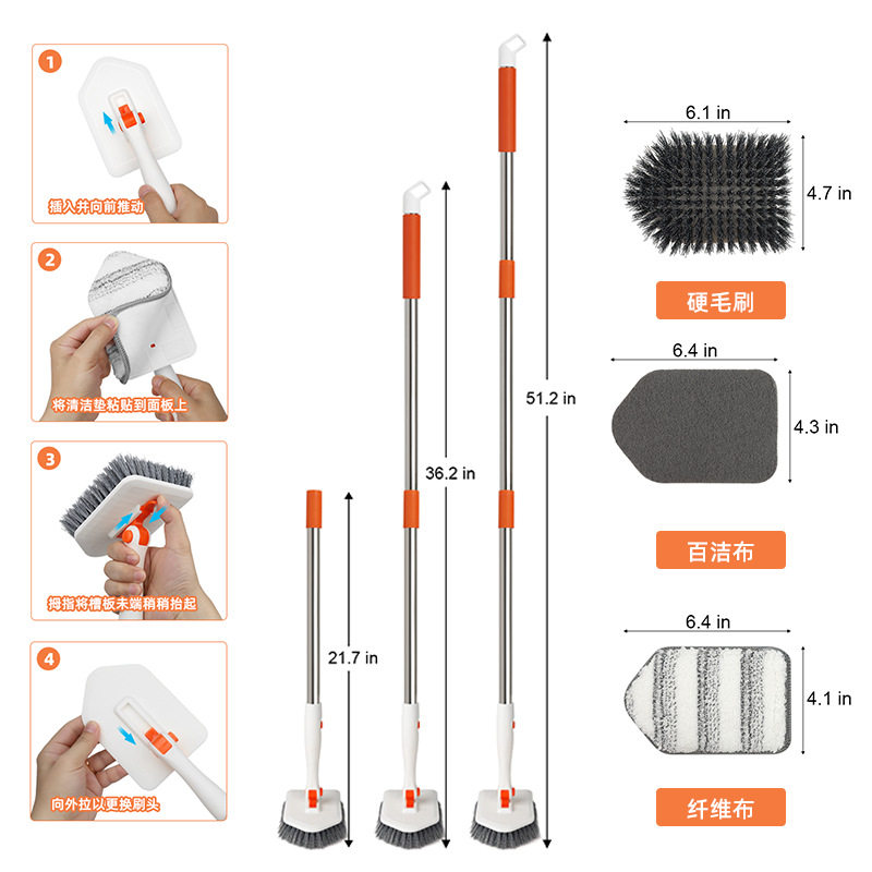 地板刷180度旋转三合一海绵擦家用浴室清洁刷卫生间用刷洗地缝刷,淘宝优惠券,粉丝福利购,淘宝优惠卷