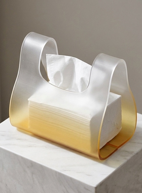 创意手提袋造型亚克力纸巾盒摆件