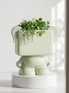 创意卡通熊造型陶瓷花盆摆件