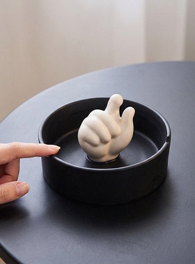 创意手势陶瓷烟灰缸可爱摆件